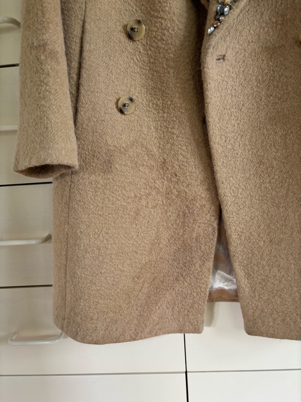 J. Crew Collection Wool Blend Double-Breasted Coat with embellished collar - Picture 6 of 8